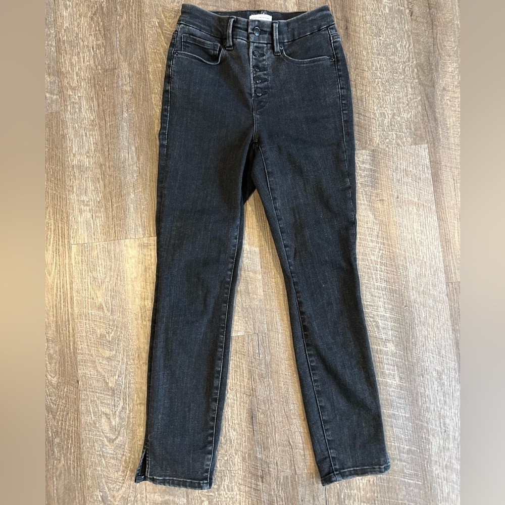 Good American skinny black washed jeans size 0/25